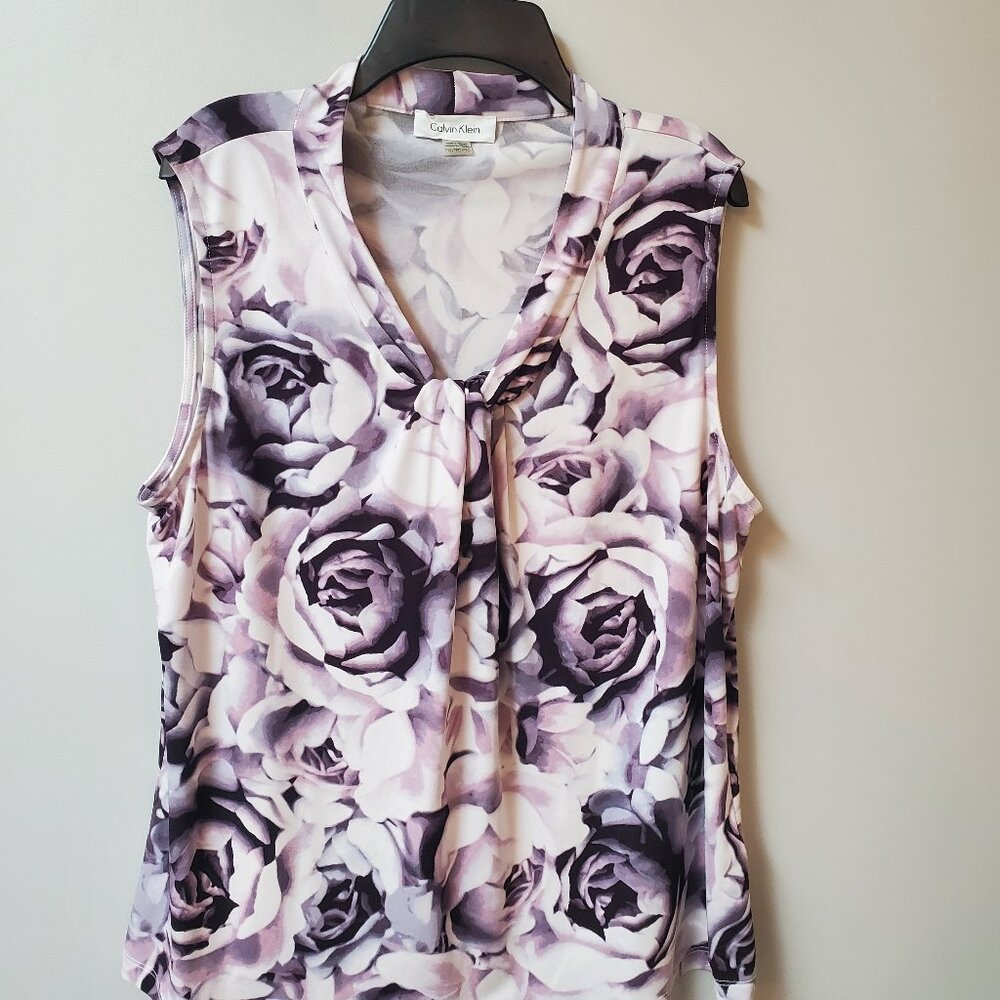 Calvin Klein Sleeveless Blouse with Twisted Cowl Neckline